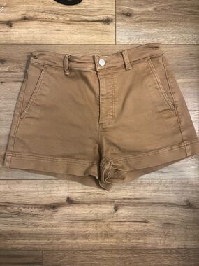 Everlane Camel High-Rise Cotton Shorts